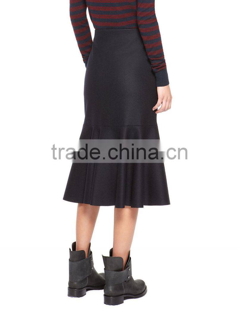 2016 midi skirt with flounce hem sexy women skirt