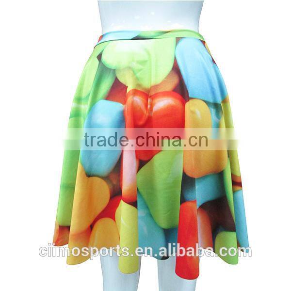 ladies' 100% polyester digital print woven fashion skirt