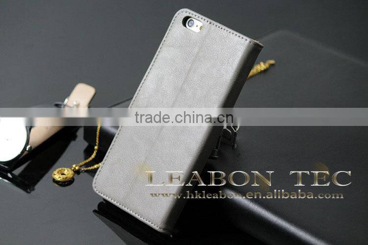 LEABON TEC new hot selling leather wallet case for iphone 6 plus, cell phone cover, mobile phone leather case for iphone 6 plus