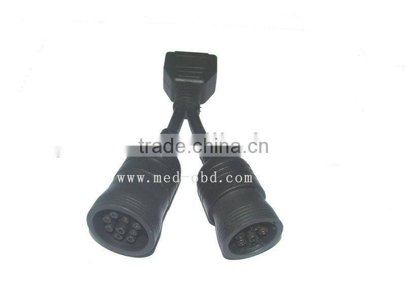 OBD2 Interface truck Y cable OBD2 16pin Female to J1708 6pin female and J1939 9pin female