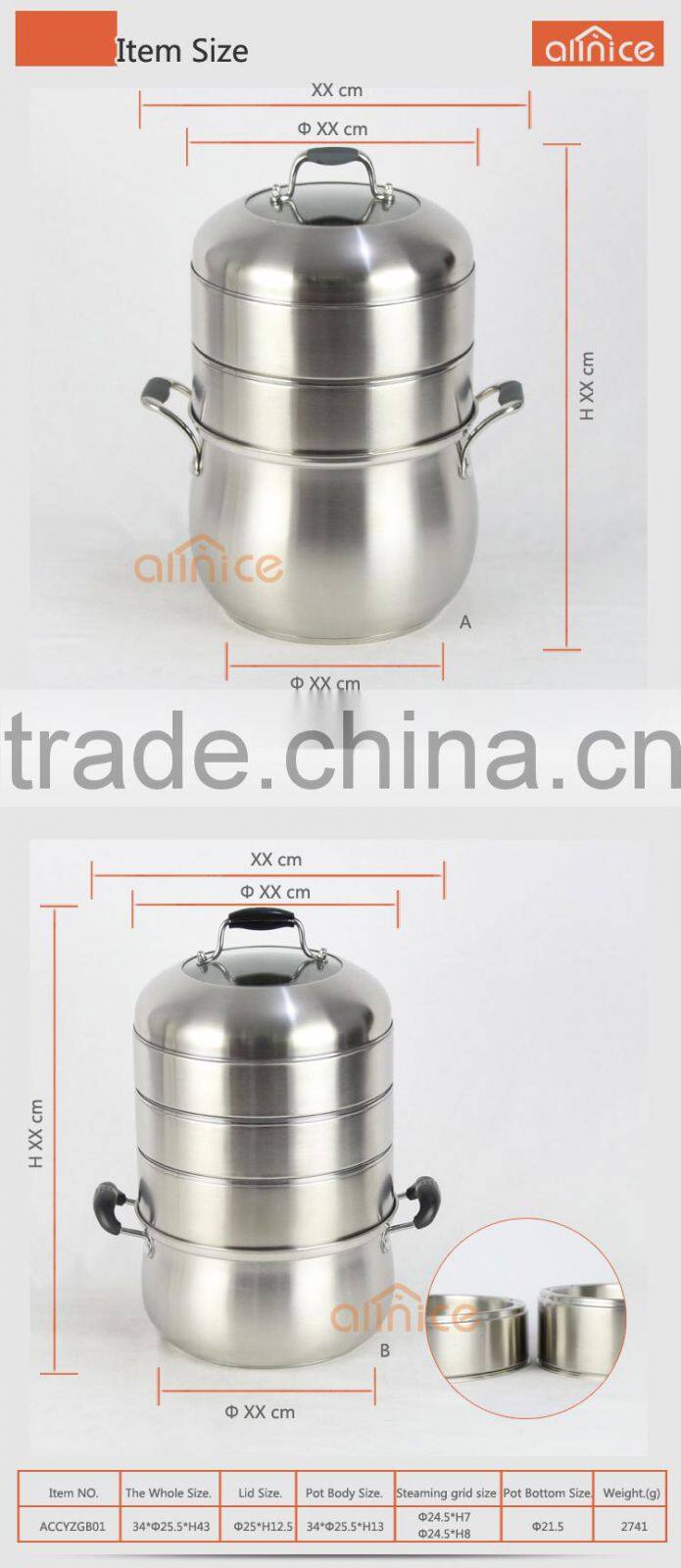 Multi-user-4 Layers Energy Efficiency Steamer Pot with Combined Lid energy-saving