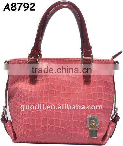 Classical Name brand Lady PU fuchsia red handbags
