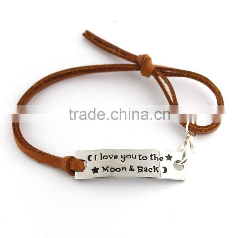 Personalized Leather Bracelets Personalized Bracelets With Engraved Alloy Charms