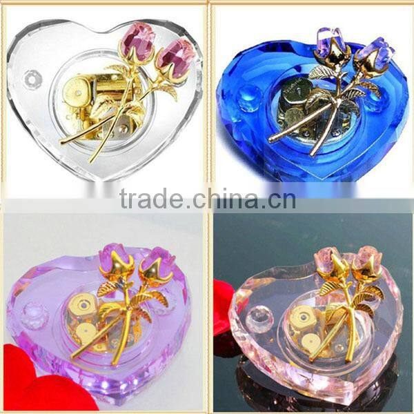Wedding favors Artificial K9 crystal hand crank music box movement