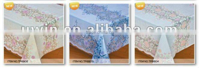 anti slip waterproof table cover,PVC color brown lace table cloth