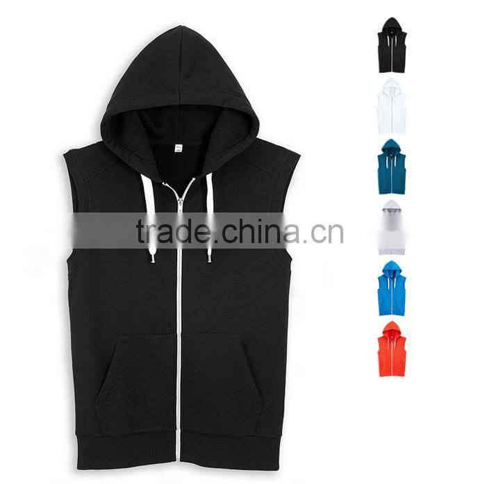 mens 100% cotton plain white short sleeve pullover hoodie