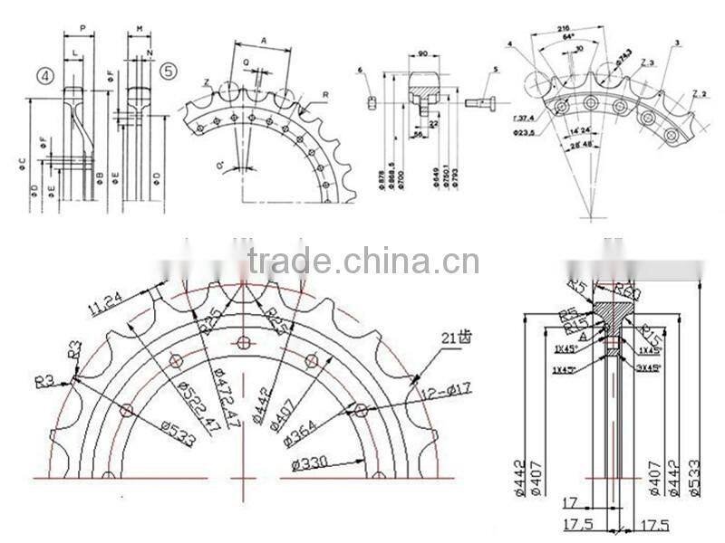 Undercarriage Parts for bulldozer sprocket segment teeth D3C