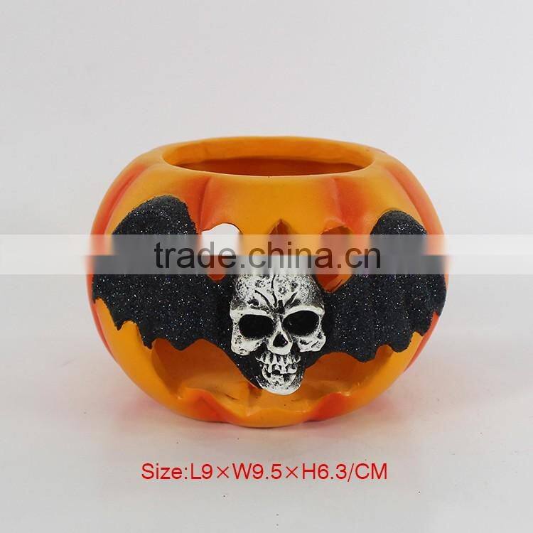 Customized Polyresin Wholesale Artificial Resin Halloween Pumpkin Candle Light Holder
