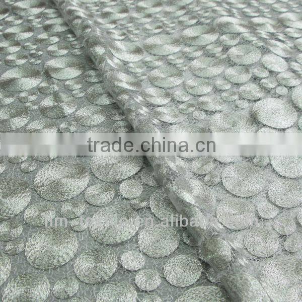 Silver Metallic Different Size Circle Array Designs Cord Embroidery Fabric For Evening Dress High Quality Fills Net