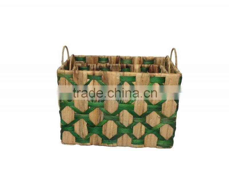 Rectangular Water Hyacinth Basket/Storage Basket With 2 Handle /Made in Vietnam Set of 3