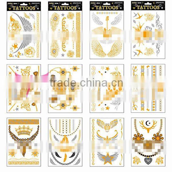 Easam metallic tattoo sticker,gold metallic tattoo,custom metallic temporary tattoo