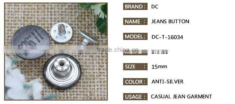 Antique silver jeans button metal jeans button for jackets