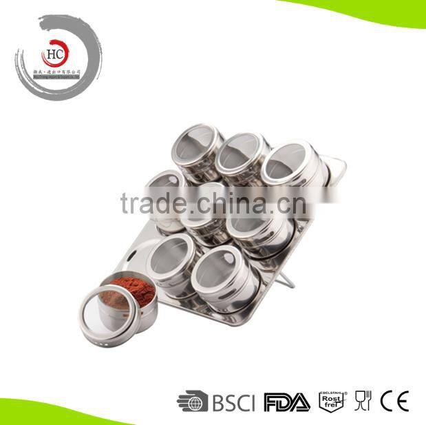 Reusable stainless steel magnetic spice tin magnetic spice rack magnetic spice jar HC-MS16