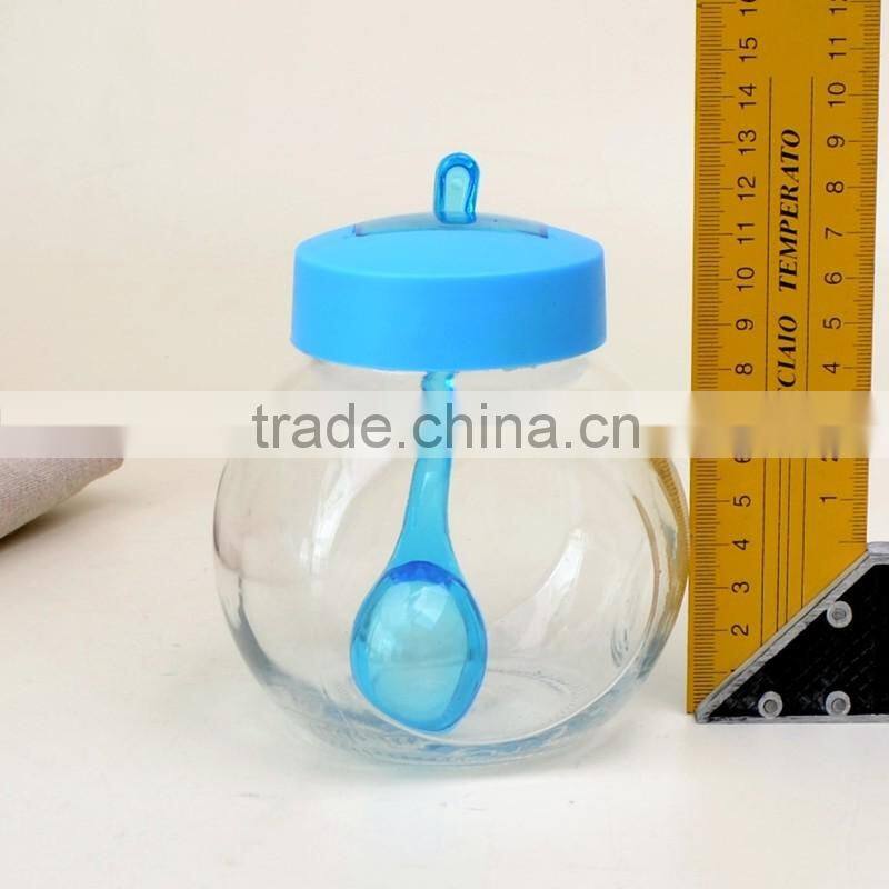 Glass Spice Jar with Spoon Unique Shape Spice Bottle with Lid