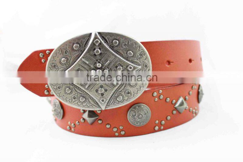 New Arrival Unisex Geniune Leather Belt With Fashion Designed Plague Buckle Waist Belt