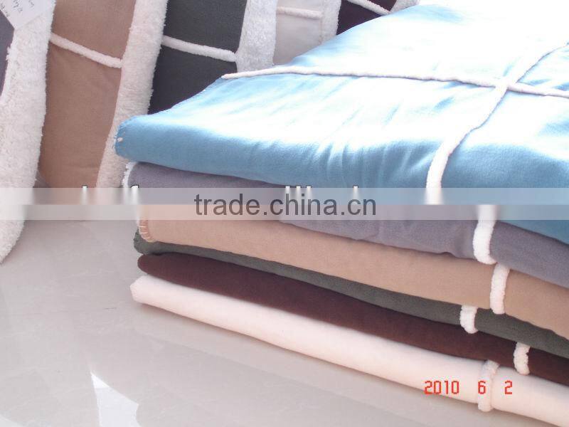 100% polyester knit solid micro fleece with sherpa throw