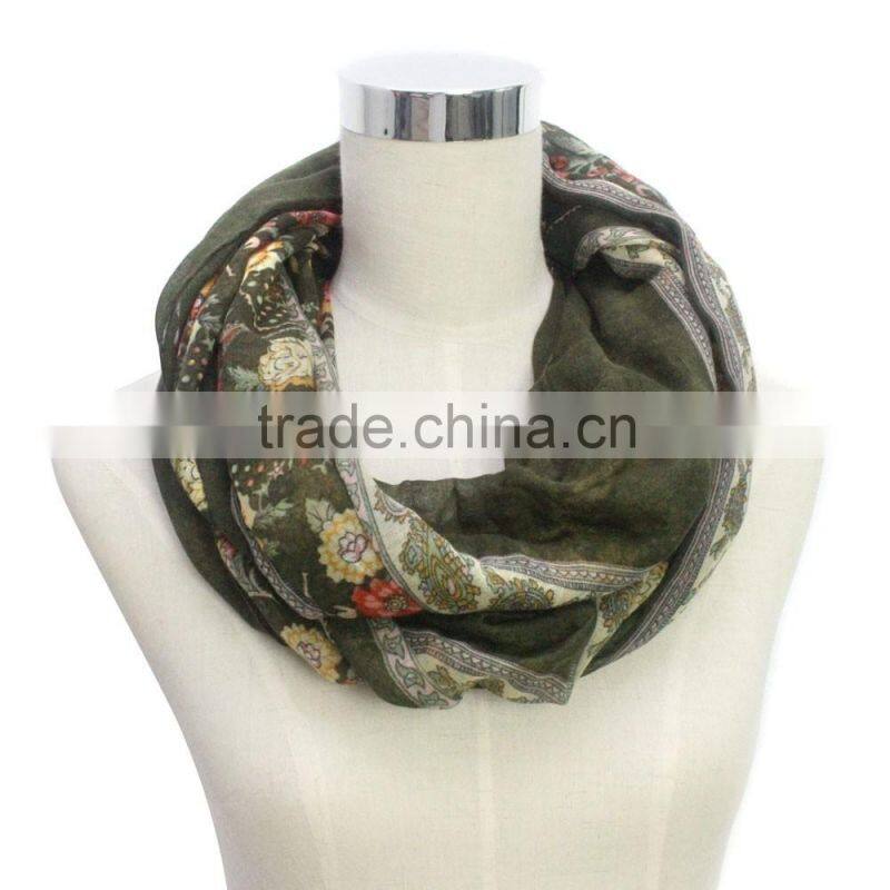 floral printing best quality on sale multi colored infinity scarf