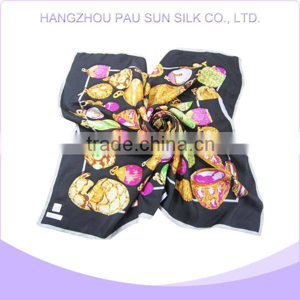 Hangzhou fashion leopard print100% silk twill brandedbig square scarf