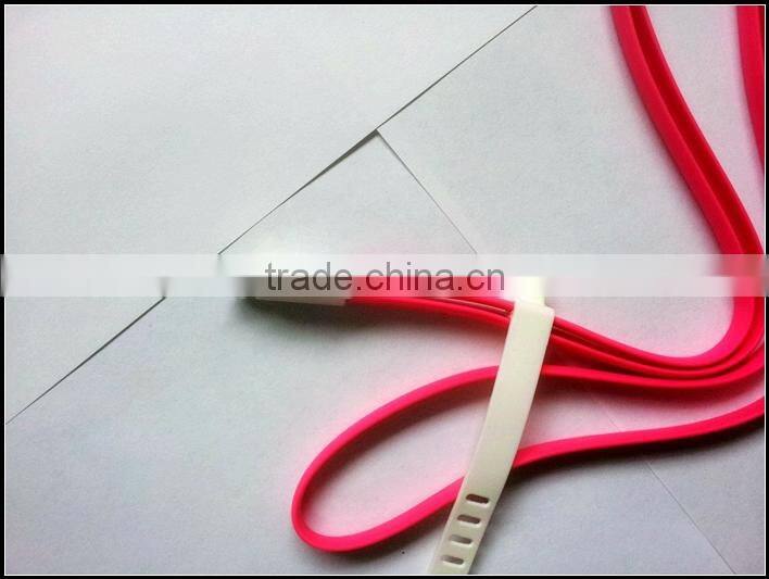 New pink flat micro to usb date cable for mobile