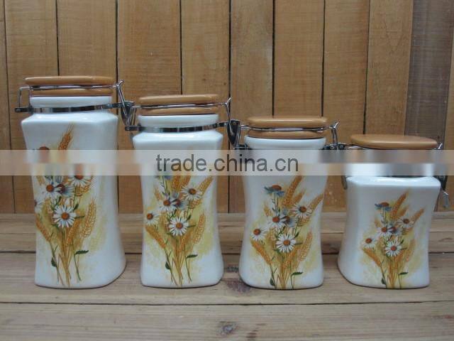 Decorative salt and pepper ceramic shaker and spice jars