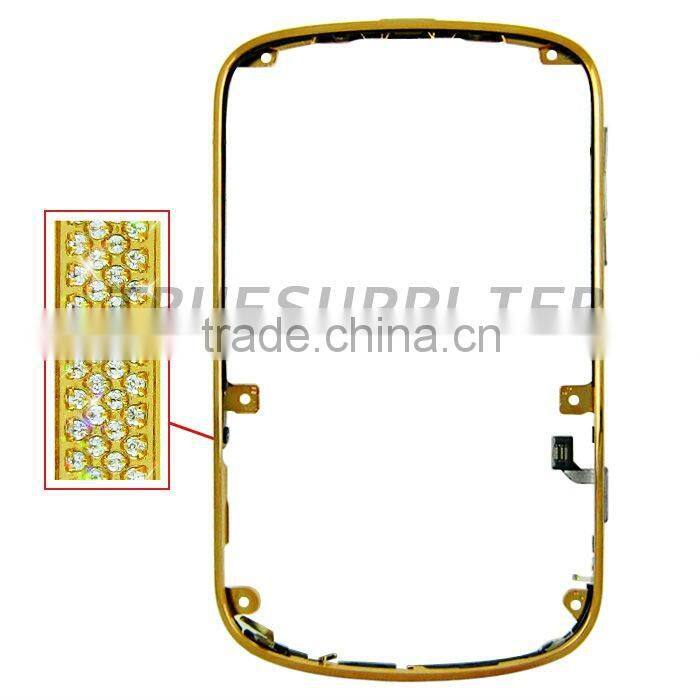 Diamond Bezel Faceplates Cover Housing Golden for Bold 9900