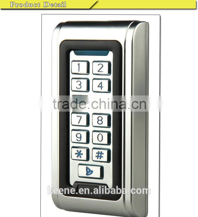 High quality metal case waterproof standalone 125khz access control reader relay control with keypad