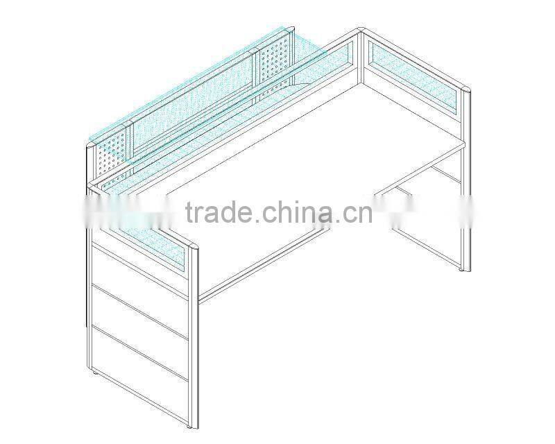 modern wooden reception table with I shaped steel leg