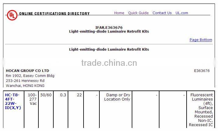 22watts 4ft tube 100-277volts t8 led bulb lamp