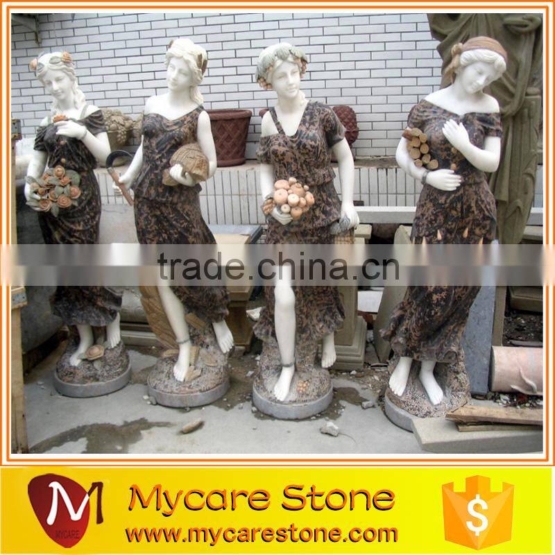 Hunan White Marble Four Season lady sculpture for Garden decoration