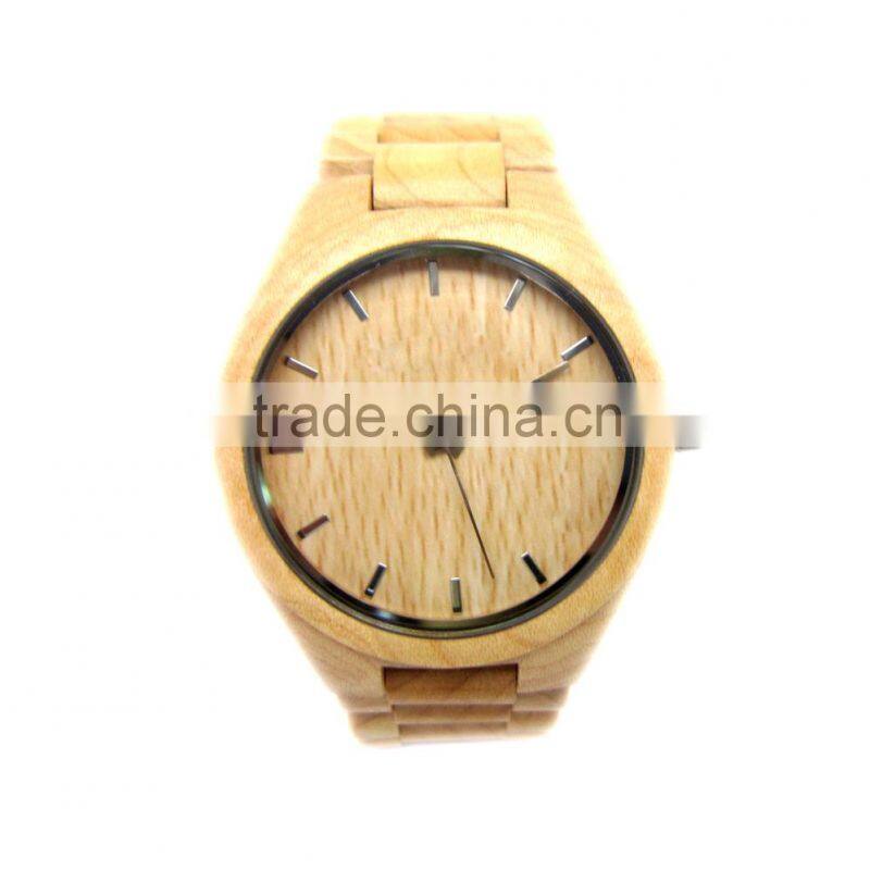 2015 Nature Wooden Men Watch Eco-friendly Maple Sandalwood Wooden Wristwatch Gift Wood Watch