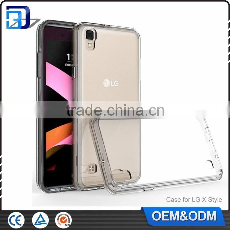Mobile Accessories 2 in 1 TPU Bumper + Acrylic Hard Plastic Hybrid Back Cover Phone Case For LG X Style Clear Transparent Case