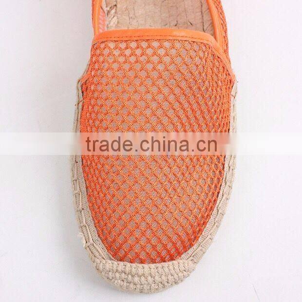 Latest design belly shoes factory espadrilles fashion mesh material jute sole espadrille