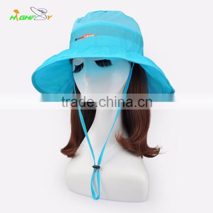 Ladies fashion mesh fabric bucket hat, outdoor sun hat for girl