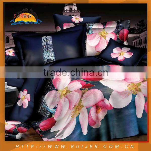Fashion Home Soft Printed Silk Bedding Set
