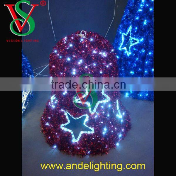 Beautiful LED 3D garland hanging bell motif light Christmas decoration