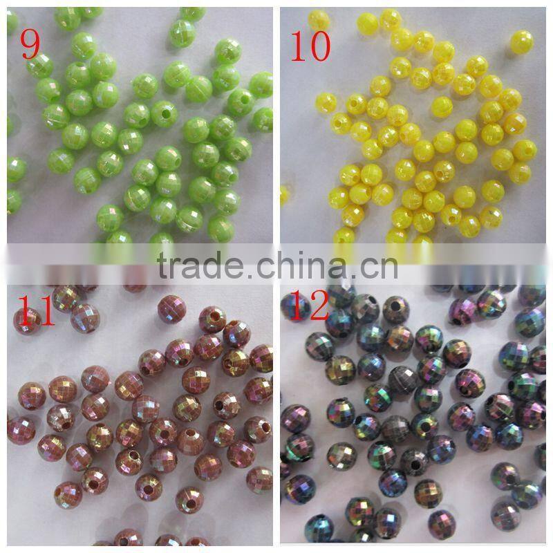 wholesale blue 6mm Bulk chunky acrylic faceted AB earth ball beads