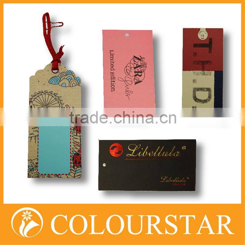 2015 High quality Custom paper clothing tag / clothing hang tag