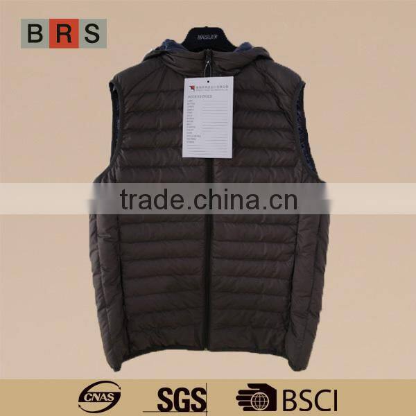 Men Sleeveless Hooded Fancy Foldable Down Vest with bag