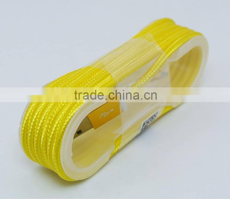 Metal Nylon Woven USB Cable with blister for I6 phone cable OD 3.5mm