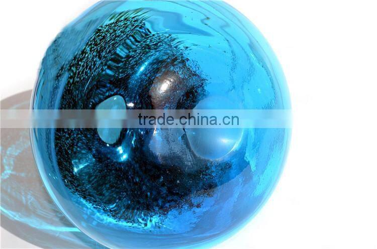 Mouth Blowing Sea Blue Color A Set Of Art Mediterranean Style Glass Vase For Centerpieces Wedding