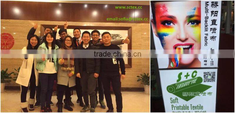 stretch man light box fabric for dye sublimation direct printing with flame retardant German DIN B1