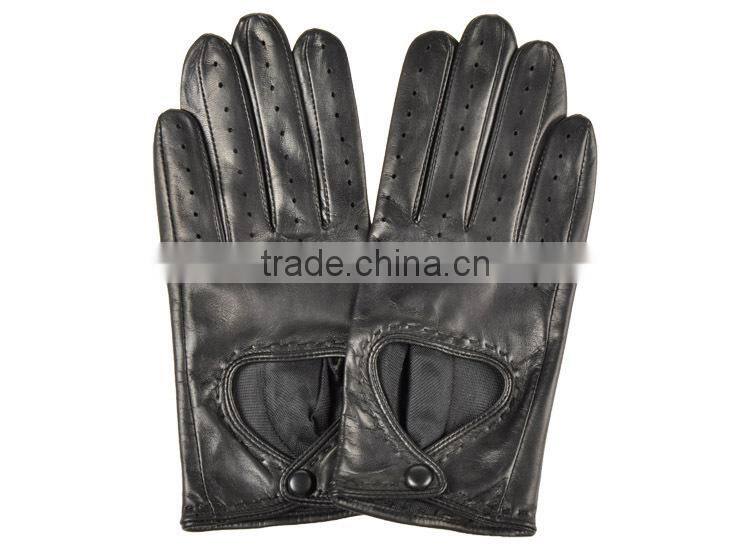 Breathable summer short ladies sheepskin leather driver glove