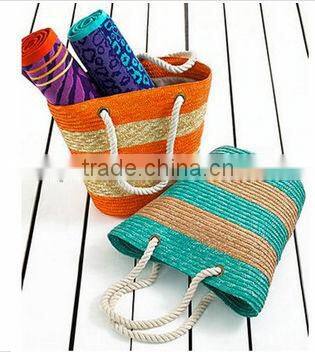 Colorful plastic straw tote bag