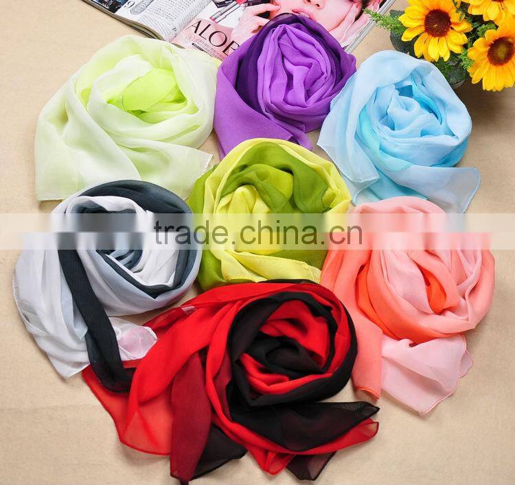 2014 Fashion Women Girls Gradient Wrap Lady Shawl Stole Silk Chiffon Scarf Wholesale