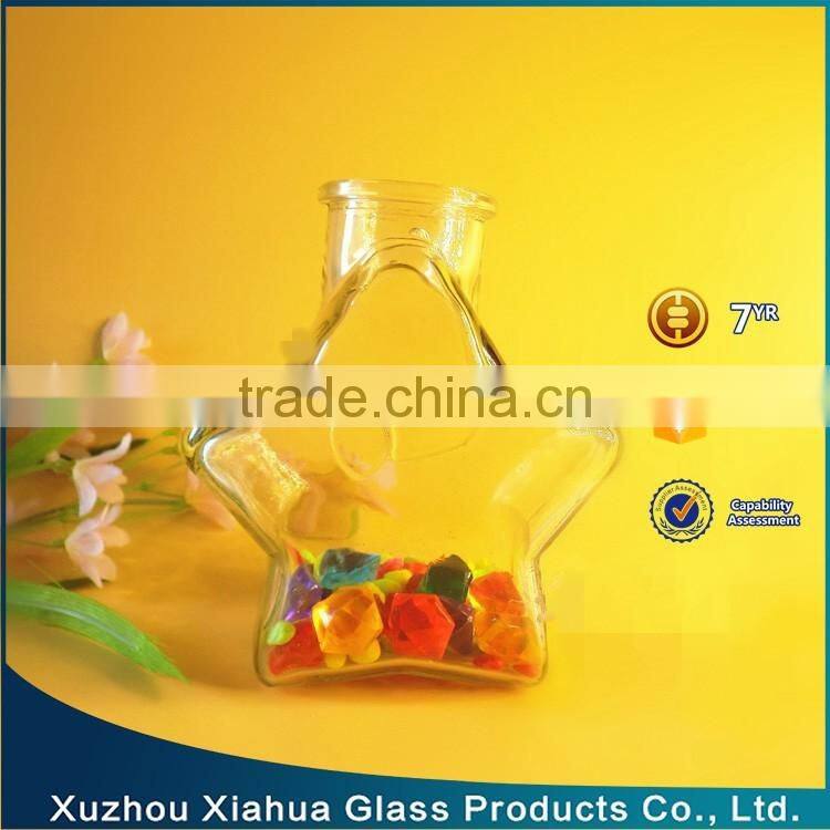 star shape decorative glass jar bottle with cork