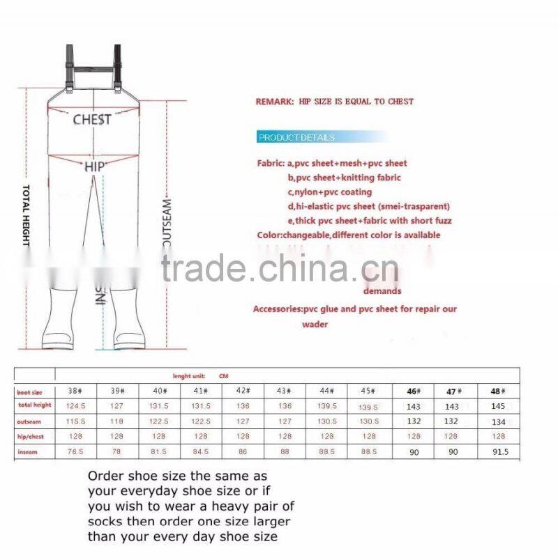widely used for construction of water conservancy facilities OEM plastic waterproof chest high waders