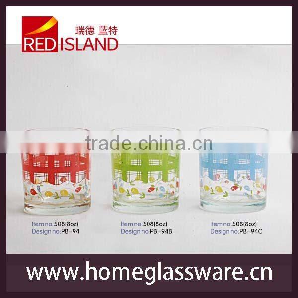 8 oz high quality fashion screen printing glass cup with fruit designs