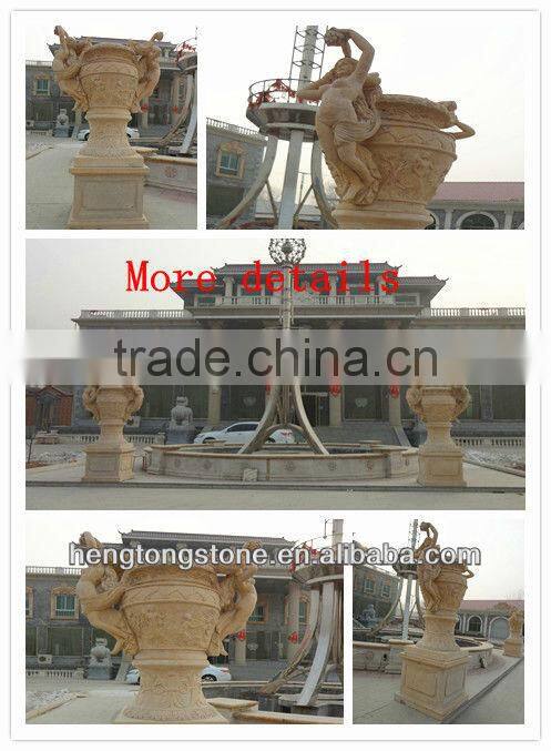 Outdoor Yellow Marble Flowerpot For Sale