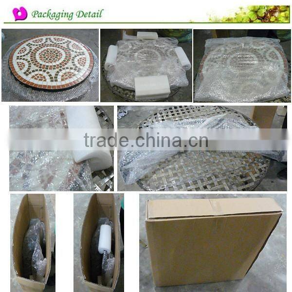 Ornate Mosaic bistro set stone pattern coffee table outdoor wedding furniture