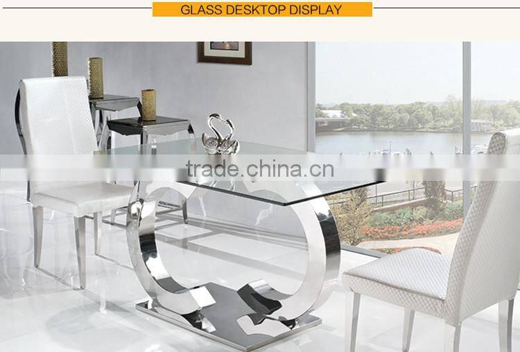 TH286-1Modern Stainless Steel Dining Table Chair/Glass Table Dining Room Furniture Sets